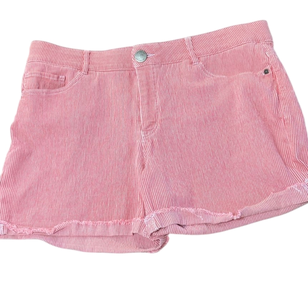 reCreation Red And White Striped Jean Shorts. Size 16